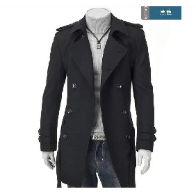 Men's British Style Large Lapel Double-breasted Woolen Coats