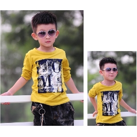 Boys' Spring and Autumn Long Sleeve Round Neck T-Shirts