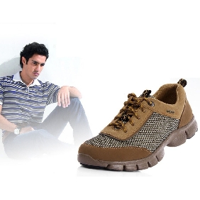 Men's Breathable Mesh Genuine Leather Soft Bottom Comfort Walking Shoes
