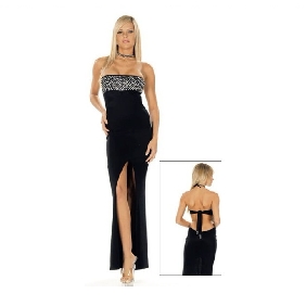 European Style Ball Diamond Backless Black Strapless Dresses
