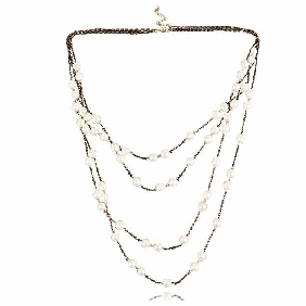 Women's Pearl Multilayer Long Sweater Necklace