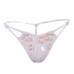 Women Sexy Embroidered G-string Transparent Panties