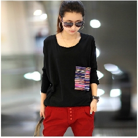 Korea Round Neck Loose Long-sleeved T-shirt