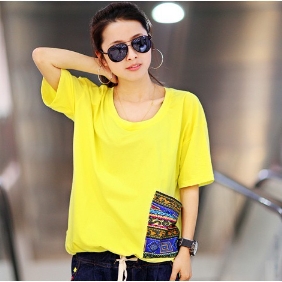 Korea Round Neck Cotton Loose Short Sleeve T-shirt