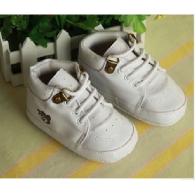 White Lace-up Baby Sports Shoes
