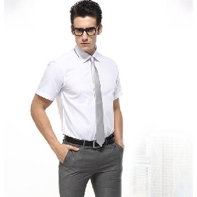 Business Leisure Mature Short Sleeve White Shirts for Men