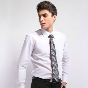 Korea Business Slim Long Sleeve Stripe White Shirts for Men