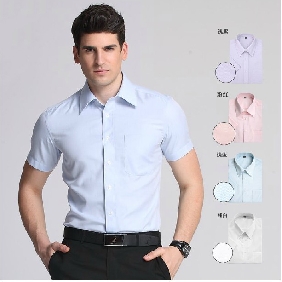 Korea Business Stripe Slim Short Sleeve White Shirts for Men