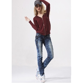 Women's Korea Tight Slim Light Blue Jeans