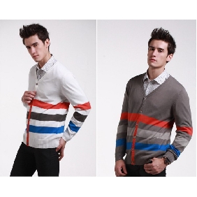 Men's Stripe Cardigan Thin Korean Style Clothing Sweaters