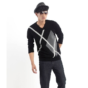 Casual V-neck Cotton Men's Korean Style Clothing Sweaters