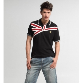 Men's Lapel Tops Short Sleeve Soft Cotton UK Flag T Shirt