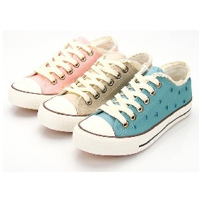 Women Summer Canvas Korea Lace Dot Casual Shoes