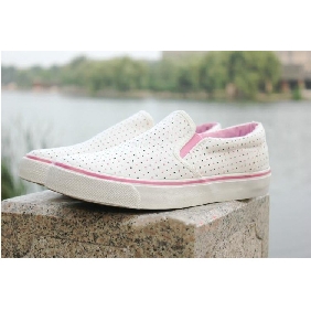 Women Spring Korea Lazy Elastic Canvas Dot Casual Shoes
