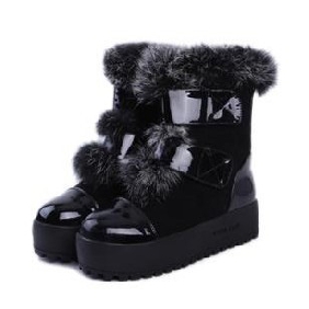 Ladies' Rabbit Fur Platform Half Knight Snow Boots for Women