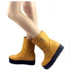 Ladies' Non-slip Waterproof Platform Leather Warm Ankle Snow Boots for Women