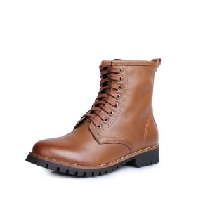 Men's Casual Unisex Lovers' Genuine Leather Ankle Army Martin Boots European Retro Lace up Cowhide Motorcycle Boots