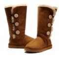 Brown With Buttons Wool & PVC Men's Snow Boots