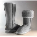 Flat Bottom Gray Wool & PVC Men's Snow Boots