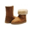 Brown Wool & PVC Flat Bottom Men's Snow Boots