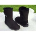 Black Wool & Leather Flat Bottom Men's Snow Boots