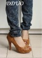 Snakeskin Vamp PU Leather Rubber Women's Elegant Roman High Heel Shoes