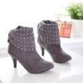 Women's Fashion High Heel Drill Suede Ankle Boots