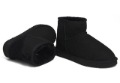 Lady's Black Genuine Leather Wool Ankle Snow Boots