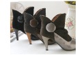 Ladies' Antiskid Cotton Fabric PU High Heel Ankle Boots