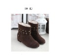 PU Insole Material  Roman Boot Lining Plush Female Flat-bottom Ankle Boot