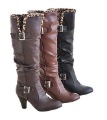 New Style PU Waterproof High Heel Women Knee High Boots