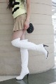 Women White Suede Flat Thigh High Heel Over the Knee Boots
