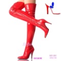 Women Red Zipper Pointed Tow High Heel Knee Boots