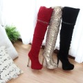Women PU Skidproof High Heels Platform Thigh Knee High Boots