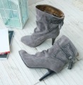 Lady Genuine Leather High Heel Knee High Snow Boot