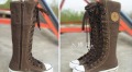 Brown With Zippers Lace-up Women's Knee High Boots