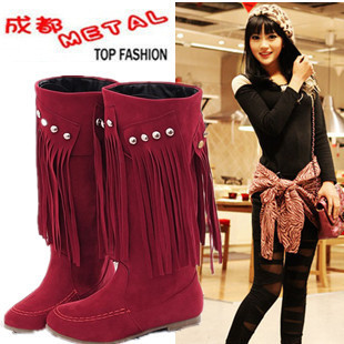 Fashion Women's High Heels Roman Brushed Knee High Boots