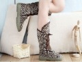 Leopard Lace-up Knee-length Snow Boots