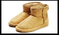 Light Yellow Wool & Rubber Waterproof Snow Boots