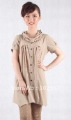 Gray With Many Buttons Short Sleeve Dresses
