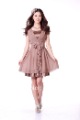 Light Brown Short Sleeve With Ribbons Skirts