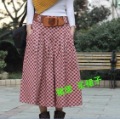 Spring Fall Tea-length Cotton Plaid Skirt