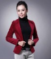 Women's Red Lapel Single-breasted Long Sleeve Short Coat
