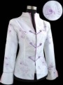Charming Chinese Women's White Cotton Embroidered Windproof Jacket