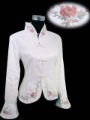 Women's Chinese White Nylon / Cotton Embroidered Cheongsam Coat