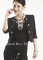 Round Collar Double-breasted OL Plain White Casual Suit