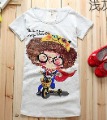 Korean Version of Women Dolls Spring Cotton Short-sleeved Portrait T Shirt