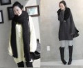 Black / Gray / White Flat Knitted Nylon / Acrylic Cardigan Winter Women Sweaters