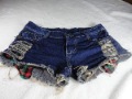 Blue Embroidered Breathable Denim Lady Short Jeans