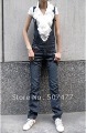 Women's Deep Colour Pocket Suspender Straight Jeans